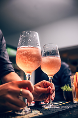 Image showing Glass of ice cold Aperol spritz cocktail