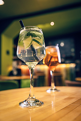 Image showing Glass of cold gin tonic