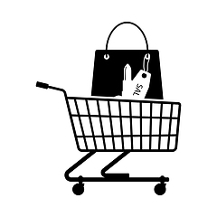 Image showing Shopping Cart With Bag Of Cosmetics Icon