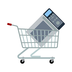 Image showing Shopping Cart With Microwave Oven Icon