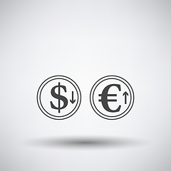 Image showing Falling Dollar And Growth Up Euro Coins Icon