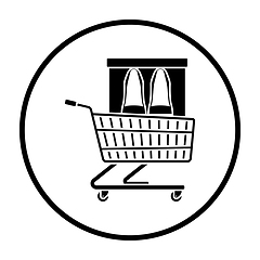 Image showing Shopping Cart With Shoes In Box Icon