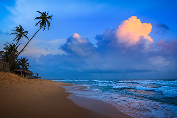 Image showing Sunset on tropical beach