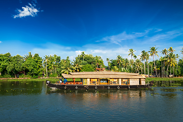 Image showing Houseboat on Kerala backwaters, India