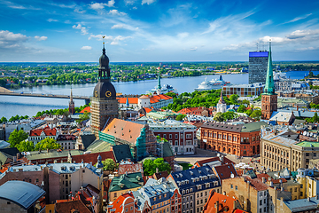 Image showing View of Riga center from St. Peter's Church, Riga, Latvia