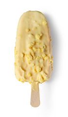 Image showing orange ice cream covered with white chocolate