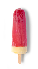 Image showing frozen strawberry juice and vanilla ice cream popsicle