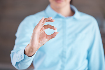 Image showing Closeup of female hands holding pill. Business woman going to take tablet for headache, holding painkiller medication