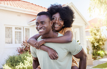 Image showing Looking forward to this new journey. a young couple moving into their new house.