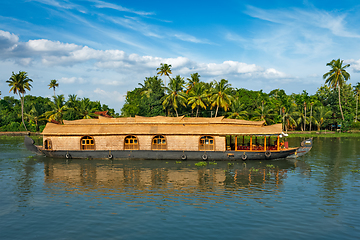 Image showing Houseboat on Kerala backwaters, India