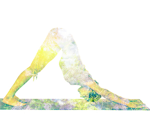 Image showing Double exposure image of woman doing yoga asana