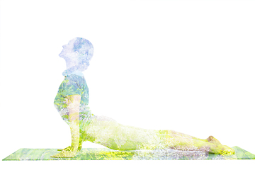 Image showing Double exposure image of woman doing yoga asana