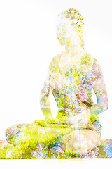 Image showing Double exposure image of woman doing yoga asana