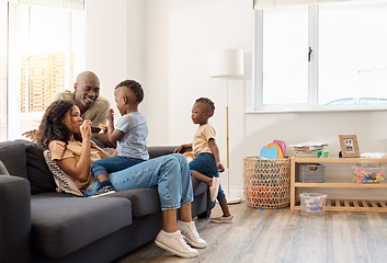 Image showing Food brings us together. a young family spending time together at home.