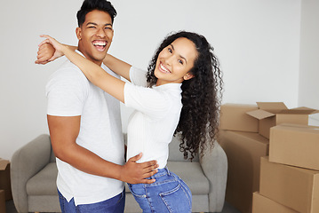 Image showing We did this together. a young couple moving in their new house.