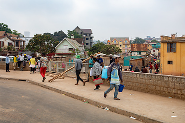 Image showing Busy roadside in capital city Antananarivo, Madagascar