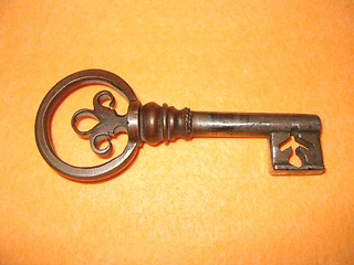 Image showing antique wrought iron key