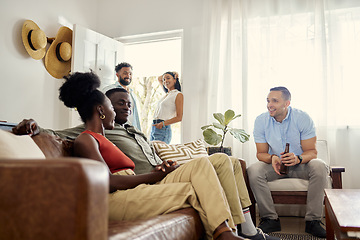 Image showing Visits like this one is what keep bonds strong. a group of close friends gathering at a house.