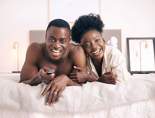 Image showing Youre the best entertainment. a young couple watching tv together at home.