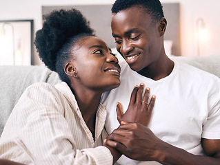 Image showing My heart beats for you. a young couple relaxing together at home.