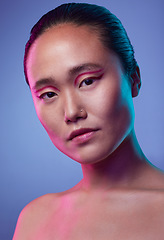 Image showing Its more than skincare, its how to love. an attractive young woman posing in studio against a purple background.