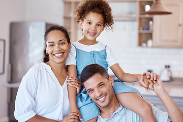 Image showing Were giving her lots of fun memories to cherish. Portrait of a little girl bonding with her parents at home.