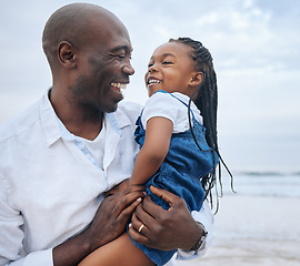 Image showing Life diminishes, she replenishes. a father and daughter bonding at the beach.