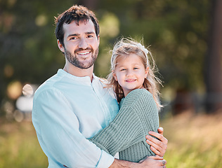 Image showing Shes my little girl. a little girl spending the day outdoors with her father.