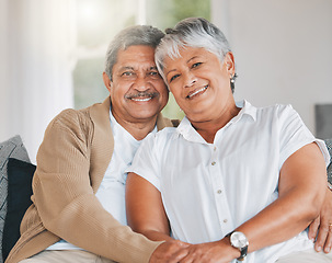 Image showing Love grows through the ages. Portrait of a senior couple relaxing at home.