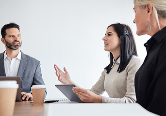 Image showing Whats your idea. a group of businesspeople in a meeting at work.