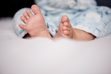 Image showing Nothing quite as perfect as tiny baby feet. an unrecognisable baby’s adorable feet at home.