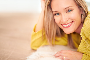 Image showing Her smile is the prettiest thing she ever wore. A cropped shot of a beautiful woman smiling happily at the camera.