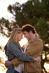 Image showing Safe in your arms. A cropped shot of a happy couple standing together affectionately outdoors.