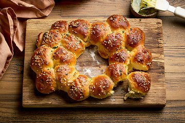 Image showing freshly baked yeast dough bread buns