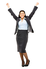 Image showing Your life will never be better. a beautiful young businesswoman celebrating against a studio background.