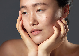 Image showing Everyone’s skin is different and requires a unique routine. Closeup shot of a beautiful young woman with freckles on her face.