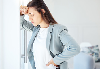 Image showing You are stronger than your challenges. a young businesswoman looking overwhelmed in an office at work.