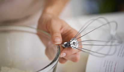 Image showing Where the action happens. Closeup shot of a woman using baking utensils in a kitchen.