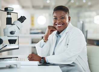 Image showing The best way forward is to keep at it. Portrait of a young woman working in a lab.