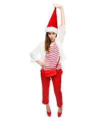 Image showing This is gonna be one crazy Christmas. a young woman in the christmas spirit against a studio background.