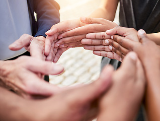 Image showing Follow the rhythm of your heart. a group of unrecognizable people making a circle shape with their hands outside.