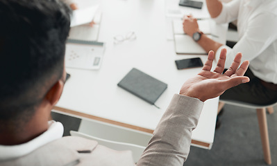 Image showing We have a lot to talk about. a businessman in a meeting at work.