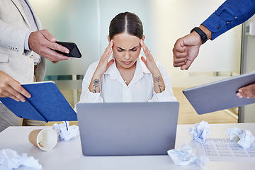 Image showing This has to be a dream. a young businesswoman looking overwhelmed in a demanding work environment.