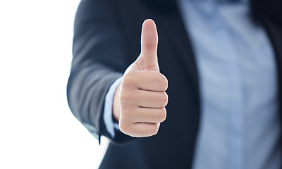 Image showing Plans are of little importance, but planning is essential. a unrecognizable businesswoman showing a thumbs up in a office.