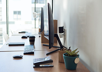 Image showing The best space to get your work done. an empty workspace at an office.