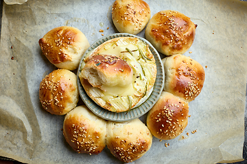 Image showing closeup of freshly baked bread buns 