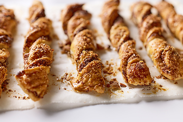 Image showing freshly baked pastries with chocolate cream