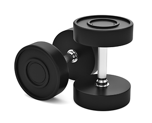 Image showing Professional urethane covered dumbbels isolated