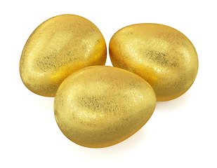 Image showing Golden Easter eggs isolated