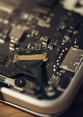 Image showing The complexities of computer hardware. computer hardware on a table.